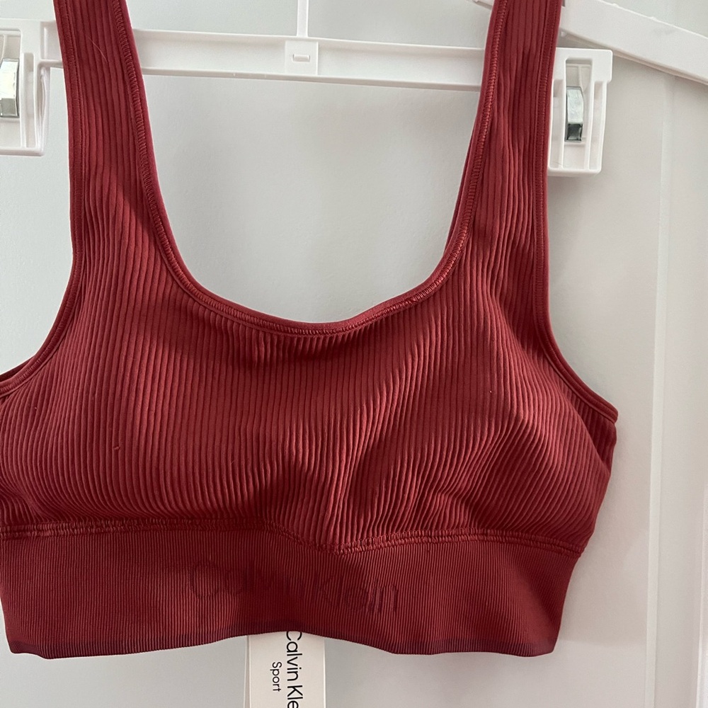 Calvin Klein Women's Ribbed Bralette & Legging Set Red